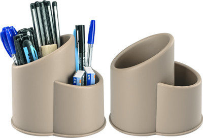KUBER INDUSTRIES 2 Compartments Plastic Desk Organizers(Brown)