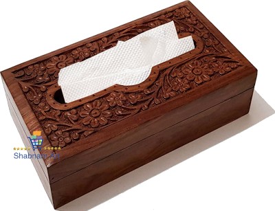 MANSHAMART 1 Compartments WOODEN WOODEN TISSUE HOLDER WOOD Napkin Holder Cover(Brown)