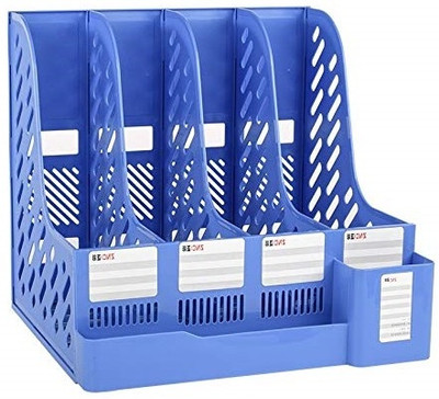 MOHAK 4 Compartments Plastic Multifunction Mesh Plastic File Holder Stand Organizer 4 Compartments Pen Holder(Multicolor)