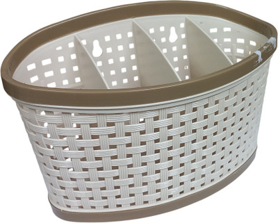 ST Traders 4 Compartments plastic penpencil holder multipurpose(Cream)