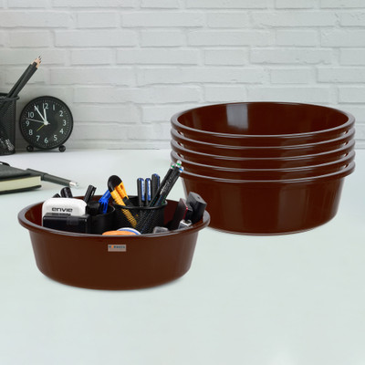 HOMESTIC by Kuber Industries 6 Compartments Plastic Desk Organizer(Brown)