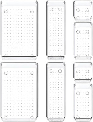 Lifewit 8 Compartments Plastic Drawer Organizer(Clear)