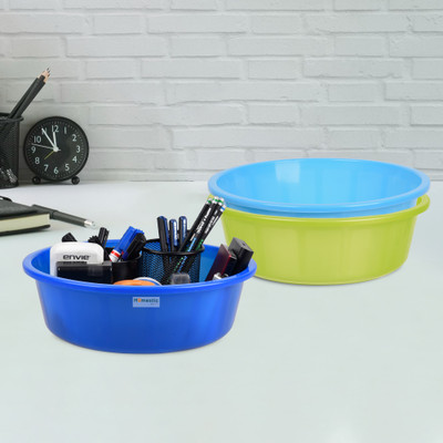 HOMESTIC by Kuber Industries 3 Compartments Plastic Desk Organizer(Green & Sky Blue & Blue)