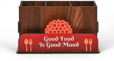 Radhya Creation 3 Compartments WOODEN Desk Organizer | Desk Accessories(Brown)