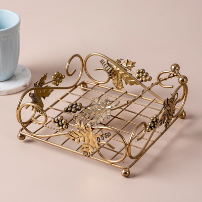 nestroots 1 Compartments Metal Napkin Holder(Gold)