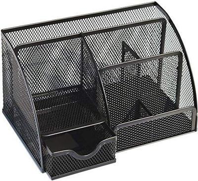 Kinzilla 7 Compartments Metal Pencil Pen Holder(Multicolor)