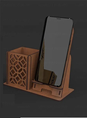 ELECTOHLICHUB 2 Compartments Wooden Desk Organizer Multipurpose Wooden Mobile Stand(Multicolor)