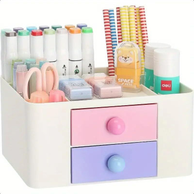 NISHIV 7 Compartments plastic Stationary Accessories Organizer(Multicolor)