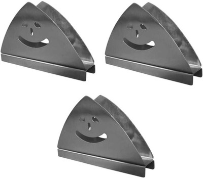 Fably 3 Compartments Stainless Steel 3 Stainless Steel Napkin Stand Smile Napkin Holder (pack of 3)(Silver)