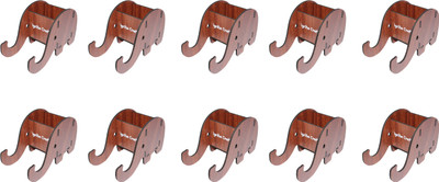 IGNITE CRAFTS 2 Compartments Engineered Wood Elephant Portable Mobile & Pen Holder| Desk Organizer for Home,Office(Set of 10)(Brown)