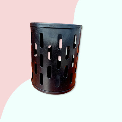 triple paper 1 Compartments Metal Pen Stand(Black)