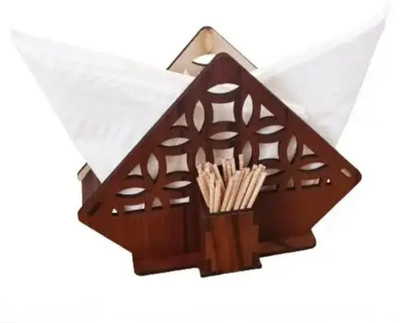 JADON 1 Compartments Wood Tissue Box(Brown)