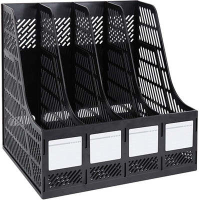 Marrone 4 Compartments ABS File Holder(Black)