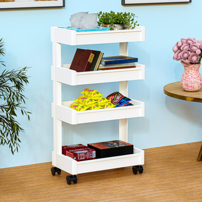 KUBER INDUSTRIES 4 Compartments Plastic Storage Rack(White)