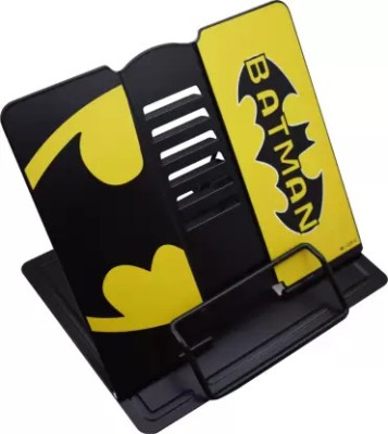 Rockjon 1 Compartments Metal Superheroes Theme Batman Metal Reading Book Bookends Foldable Stand Holder(Yellow)