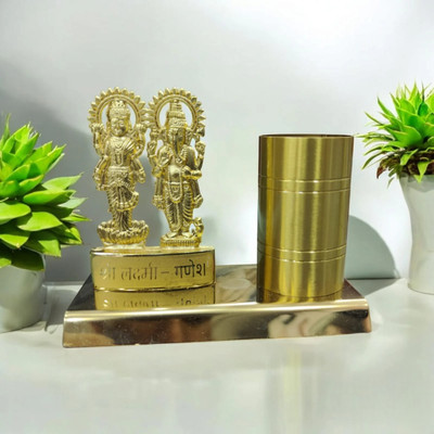 DivviK 1 Compartments Stainless Steel Pen Stand(Golden)