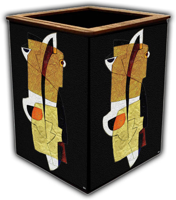 pnf 1 Compartments wooden Poster N frames Colourful Wooden Pen Stand with photo of Abstract Art -264(Multicolor)