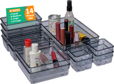 HOMESTIC 14 Compartments Acrylic Desk Organiser(Black)