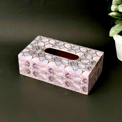 casagold 1 Compartments MDF & Resin, Grey & Gold Tissue Paper Holder Box |Premium Paper Napkin handcrafted design(Grey)