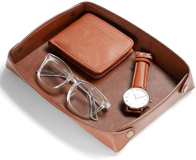 Aatisons 0 Compartments leather Leather Tray Organizer(Brown)