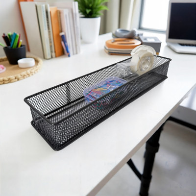 stor 1 Compartments Metal Desk Organiser(Ash Gray)