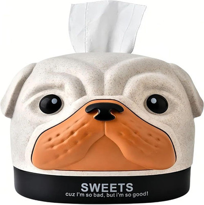 zishnav 1 Compartments Acrylonitrile Butadiene Styrene Desktop Bedroom Office Kitchen Beige Dog Lovely Dog Shape Tissue Holder(Multicolor)