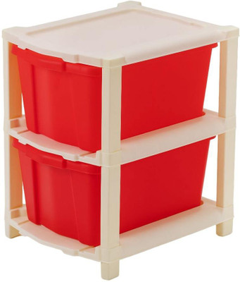 Pinkwhale 2 Compartments Plastic Modular Drawer(Red)