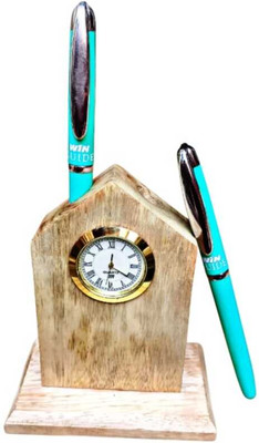 Sadiya 2 Compartments Wood Pen stand(Cream)