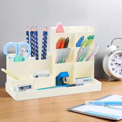 DITCAFOS 12 Compartments Plastic Pen Holder 5 Compartments Desk Organiser Pencil Holder Pen Organiser for Desk(Multicolor)