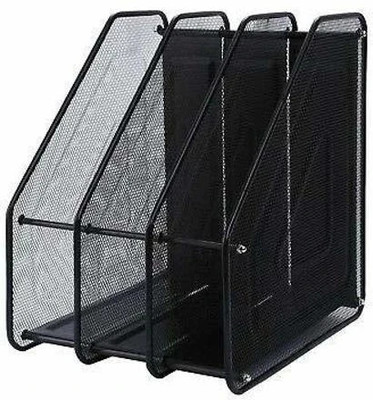 FosCadit 3 Compartments Metal Desk Organizers(Black)
