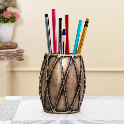Craftam 1 Compartments Wrought Iron Pen Stand(Golden)