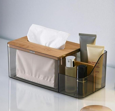 Eshop 3 Compartments Plastic Tissue Holder Box(clear)