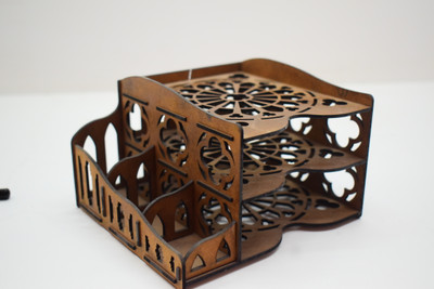 NIRAV CNC WORK 4 Compartments MDF DESK ORAGNISER(Brown)