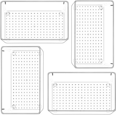 Zeinwap 4 Compartments Plastic, Acrylic Drawer Trays(Clear)