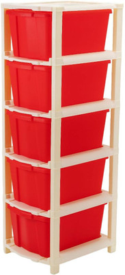 Pinkwhale 5 Compartments Plastic Modular Drawer(Red)