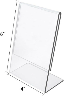 Parikshit Sublimation 1 Compartments Transparent Acrylic QR Code scanner display stand sign paper holder for table shop A6 Size 6x4 Inch(Transparent)