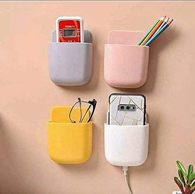Eventa 4 Compartments Plastic Multipurpose Wall Mount Mobile Holder With Charging Holder,(Multicolor)