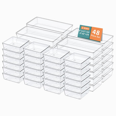 KUBER INDUSTRIES 48 Compartments Plastic Drawer Organizers(Transparent)