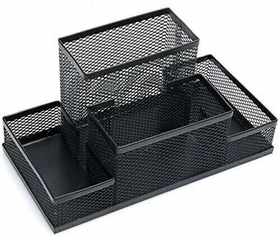 Wishbone 4 Compartments METAL PEN STAND(Black)
