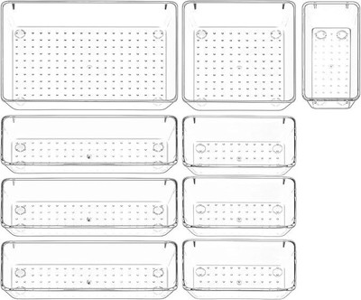 Lifewit 9 Compartments Plastic Drawer Organizer(Clear)