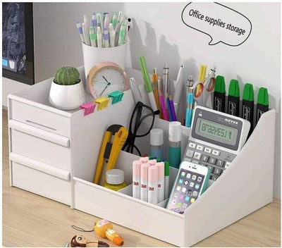 KHANJAN 5 Compartments plastic full organizer(White)