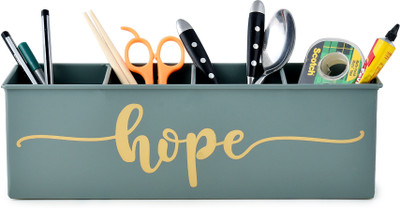 livingwithelan 4 Compartments Metal Hope Desk Organizer(Moss Green)