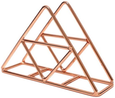 Augen 1 Compartments Metal Triangle Napkin Holder Tissue Box for Bathroom Home Kitchen Restaurant(Rose Gold)