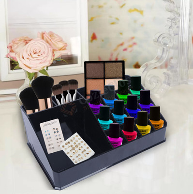 CozieClos 16 Compartments Acrylic Cosmetic Organizer Stand(Black)