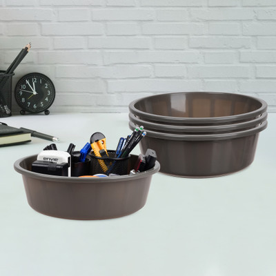 KUBER INDUSTRIES 4 Compartments Plastic Desk Organizer(Gray)