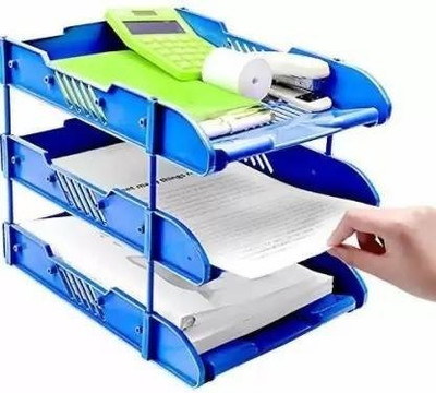 greenston 3 Compartments plastic desk organizer(Blue)