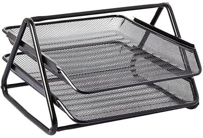 EDBIRET 2 Compartments Metal Document Tray(Black)