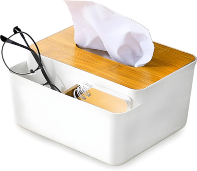 Jinila 3 Compartments Plastic Tissue Paper Holder(White)