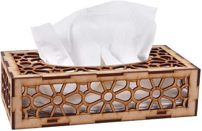 PRIYANSHM IMPEX 1 Compartments wooden tissue holder(Brown)