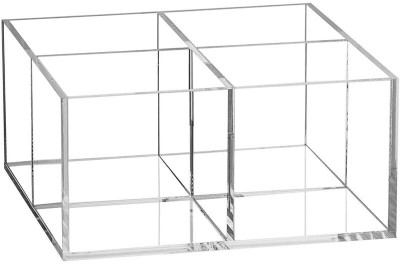 FANASSYY 4 Compartments Acrylic Bathroom Drawer Organizer Makeup brush dresser vanity stationery pencil holder(Clear)